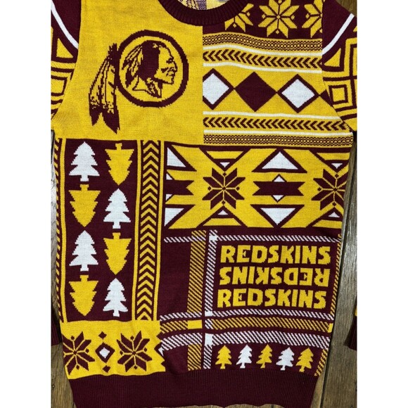 NFL Football Washington Redskins Ugly Patch Sweater by KLEW Small NWT - Picture 2 of 5